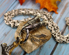 Odin's Ravens Viking Necklace | Norse Jewelry | Mjolnir Pendant | Thor's Hammer Necklace | Hugin & Munin | Norse Amulet | Viking Jewelry