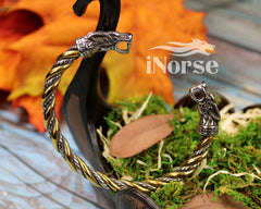 Odin's Wolves Viking Bracelet | Norse Jewelry | Geri & Freki Bracelet | Viking Bangle | Fenrir Torque | Odin Arm Ring | Gothic | Viking Jewelry