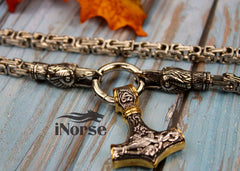 Odin's Ravens Viking Necklace | Norse Jewelry | Mjolnir Pendant | Thor's Hammer Necklace | Hugin & Munin | Norse Amulet | Viking Jewelry