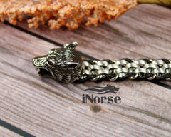 Odin's Wolves Viking Bracelet | Norse Jewelry | Viking Wristband |  Fenrir Wolf Bracelet | Norse Leather Armband | Viking Bangle | Norse Arm Ring | Viking Jewelry