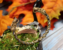 Odin's Wolves Viking Bracelet | Norse Jewelry | Geri & Freki Bracelet | Viking Bangle | Fenrir Torque | Odin Arm Ring | Gothic Cuff| Viking Jewelry