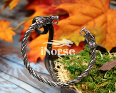 Odin's Wolves Viking Bracelet | Norse Jewelry | Fenrir Torque | Ragnar Armring | Geri & Freki Bracelet | Norse Armband | Viking Jewelry