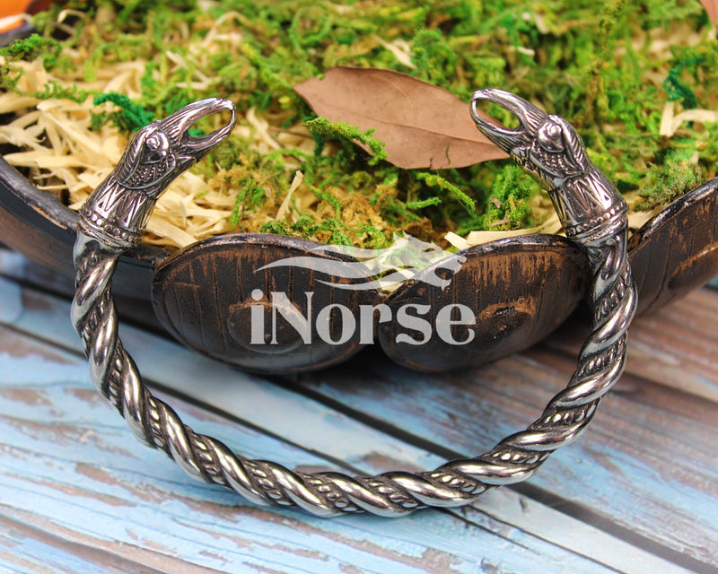 Hugin & Munin Viking Bracelet | Norse Jewelry | Odin's Ravens Torque | Ragnar Armring | Hugin & Munin Bangle | Norse Armband | Viking Jewelry