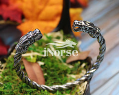 Odin's Wolves Viking Bracelet | Norse Jewelry | Fenrir Torque | Ragnar Armring | Geri & Freki Bracelet | Norse Armband | Viking Jewelry