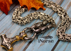 Odin's Ravens Viking Necklace | Norse Jewelry | Mjolnir Pendant | Thor's Hammer Necklace | Hugin & Munin | Norse Amulet | Viking Jewelry