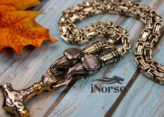 Ravens Of Odin Viking Necklace | Norse Jewelry | Mjolnir Pendant | Thor's Hammer | Hugin & Munin Necklace| Norse Pendant | Viking Jewelry