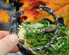 Odin's Wolves Viking Bracelet | Norse Jewelry | Fenrir Torque | Ragnar Armring | Geri & Freki Bracelet | Norse Armband | Viking Jewelry