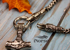 Odin's Ravens Viking Necklace | Mjolnir Pendant | Norse Jewelry | Hugin & Munin Necklace | Viking Pendant | Norse Necklace | Viking Jewelry