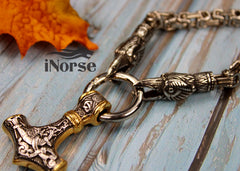 Odin's Ravens Viking Necklace | Norse Jewelry | Mjolnir Pendant | Thor's Hammer Necklace | Hugin & Munin | Norse Amulet | Viking Jewelry