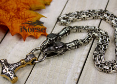 Ravens Of Odin Viking Necklace | Norse Jewelry | Mjolnir Pendant | Thor's Hammer | Hugin & Munin Necklace| Norse Pendant | Viking Jewelry