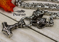 Wolves Of Odin Viking Necklace | Norse Jewelry | Mjolnir Necklace | Norse Necklace | Geri & Freki Jewelry | Thor Necklace | Viking Jewelry