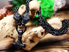 Odin's Wolves Viking Necklace | Mjolnir Jewelry | Norse Necklace | Fenrir Wolf | Thor's Hammer | Nordic Design | Gothic Amulet | Viking Jewelry