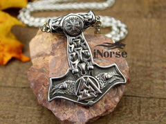 Warhammer Viking Necklace | Hugin & Munin Pendant | Norse Jewelry | Mjolnir Necklace | Viking Pendant | Valknut | Thor Necklace | Viking Jewelry