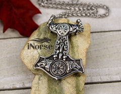 Thors Hammer Viking Necklace | Geri & Freki Pendant | Norse Jewelry | Mjolnir Necklace | Viking Pendant | Helm Of Awe | Fenrir Wolf Necklace | Viking Jewelry