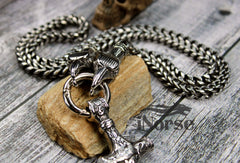 Odin's Ravens Viking Necklace | Mjolnir Jewelry | Norse Pendant | Hugin & Munin Necklace | Viking Pendant | Norse Necklace | Viking Jewelry