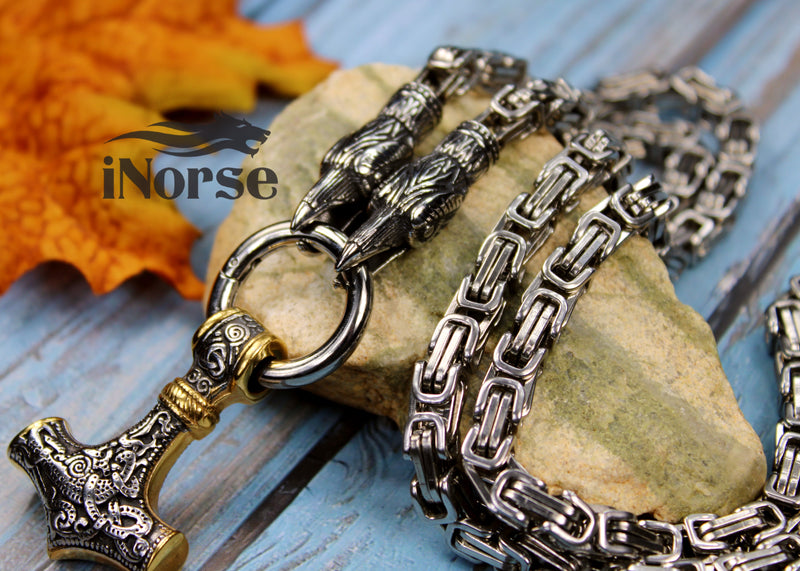 Odin's Ravens Viking Necklace | Norse Jewelry | Mjolnir Pendant | Thor's Hammer Necklace | Hugin & Munin | Norse Amulet | Viking Jewelry