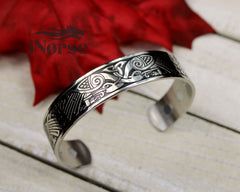 Odin's Ravens Viking Bangle | Norse Bracelet | Nordic Arm Ring | Celtic Wristband | Celtic Knot | Norse Magnetic Bracelet | Viking Jewelry