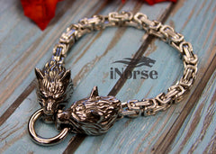 Wolves of Odin Viking Bracelet | Norse Jewelry | Geri & Freki Bracelet | Viking Wristband | Fenrir Bracelet | Norse Armring | Viking Jewelry