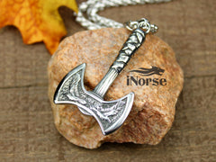 Viking Axe Raven Necklace | Odin's Ravens Pendant | Norse Jewelry | Viking Pendant | Nordic Amulet | Norse Necklace | Goth | Viking Jewelry