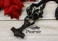 Odin Wolves Viking Necklace | Norse Jewelry | Fenrir Wolf | Mjolnir Pendant | Norse Necklace | Thor Hammer | Odin Necklace | Viking Jewelry