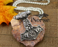 Thors Hammer Viking Necklace | Geri & Freki Pendant | Norse Jewelry | Mjolnir Necklace | Viking Pendant | Helm Of Awe | Fenrir Wolf Necklace | Viking Jewelry