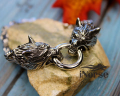 Wolves of Odin Viking Bracelet | Norse Jewelry | Geri & Freki Bracelet | Viking Wristband | Fenrir Bracelet | Norse Armring | Viking Jewelry