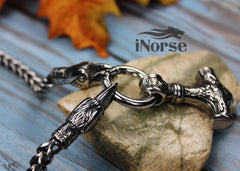 Odin's Ravens Viking Necklace | Mjolnir Pendant | Norse Jewelry | Hugin & Munin Necklace | Viking Pendant | Norse Necklace | Viking Jewelry