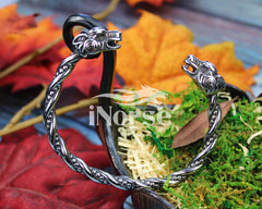 Odin's Wolves Viking Bracelet | Norse Jewelry | Fenrir Armring | Viking Oath Ring  | Odin Bracelet | Norse Wristband | Goth | Viking Jewelry