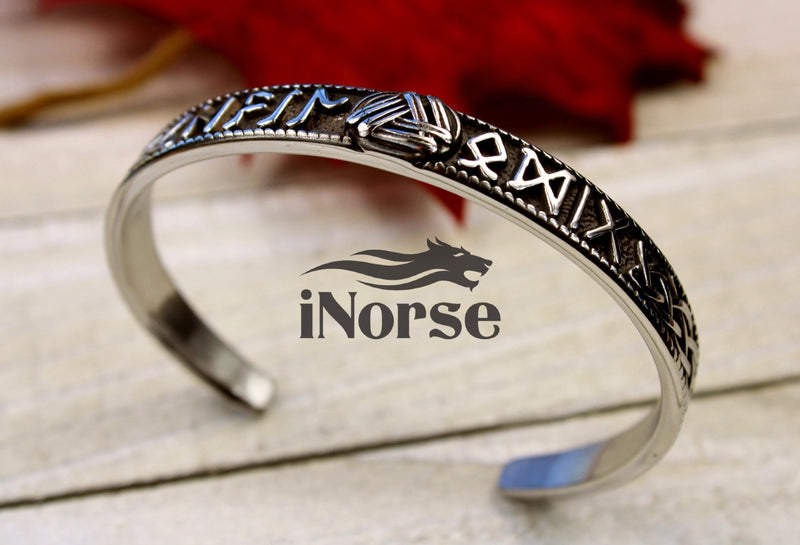 Rune Viking Bracelet | Valknut Bangle | Norse Jewelry | Viking Torque | Valknut Bracelet | Rune Armring | Viking Bangle | Futhark Runes | Norse Bracelet | Viking Jewelry