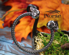 Skull Gothic Bracelet | Norse Jewelry | Viking Bracelet | Nordic Torque | Celtic Armband | Viking Armring | Norse Wristband | Gothic Jewelry