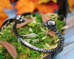 Double Skull Norse Bracelet | Norse Jewelry | Viking Bracelet | Gothic Torque | Celtic Armband | Goth Bangle | Viking Armring | Gothic Jewelry