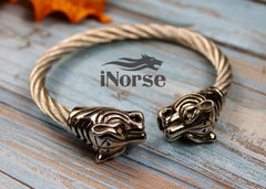 Jaguar Viking Bracelet | Norse Jewelry | Tiger Bracelet | Nordic Torc | Elastic Cuff | Viking Armring | Gothic Wristband | Viking Jewelry