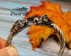 Jaguar Viking Bracelet | Norse Jewelry | Tiger Bracelet | Nordic Torc | Elastic Cuff | Viking Armring | Gothic Wristband | Viking Jewelry