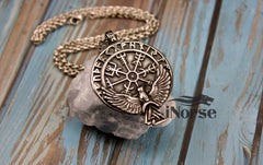 Raven Vegvisir Viking Necklace | Runic Pendant | Norse Jewelry | Viking Pendant | Norse Necklace | Futhark Runes | Helm Of Awe | Viking Jewelry