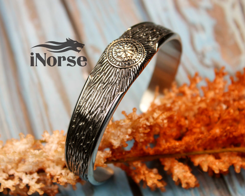 Vegvisir Viking Bracelet | Norse Jewelry | Viking Armring | Rune Bracelet | Norse Wayfinder | Futhark Runes | Norse Compass | Viking Jewelry