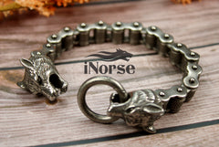 Odin's Wolves Viking Bracelet | Norse Jewelry | Viking Wristband |  Fenrir Armband | Viking Bangle | Norse Arm Ring | Goth | Viking Jewelry