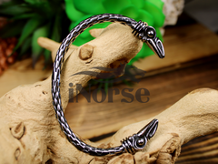 Ravens Viking Bracelet | Norse Jewelry | Women's Raven Torque | Ragnar Armring | Hugin & Munin Bracelet | Norse Armband | Viking Jewelry