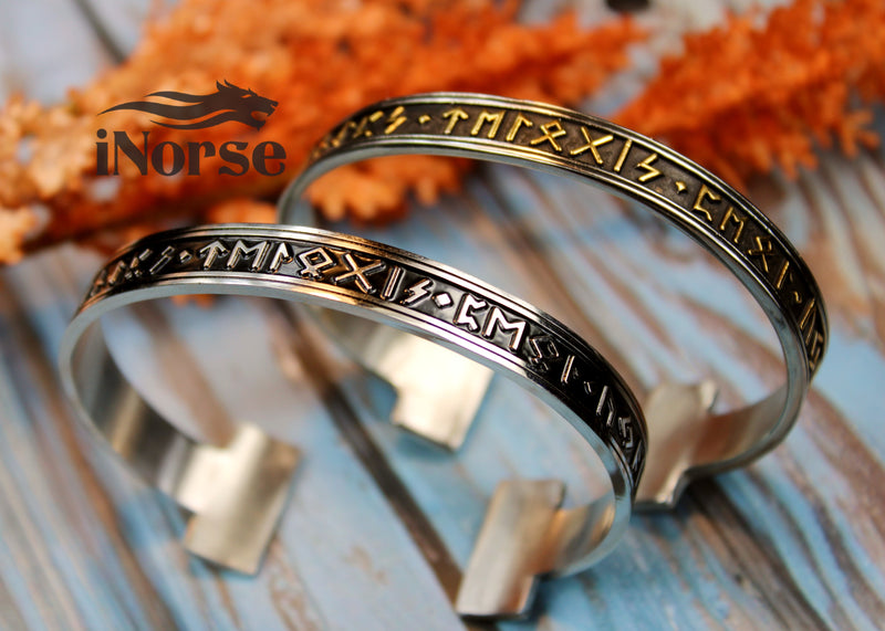 Rune Viking Bracelet | Norse Jewelry | Viking Bangle | Norse Bracelet | Viking Torc | Futhark Runes Armband | Norse Armring | Viking Jewelry