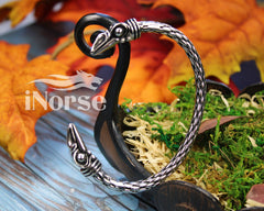 Ravens Viking Bracelet | Norse Jewelry | Women's Raven Torque | Ragnar Armring | Hugin & Munin Bracelet | Norse Armband | Viking Jewelry