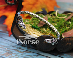 Ravens Viking Bracelet | Norse Jewelry | Women's Raven Torque | Ragnar Armring | Hugin & Munin Bracelet | Norse Armband | Viking Jewelry