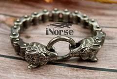 Odin's Wolves Viking Bracelet | Norse Jewelry | Viking Wristband |  Fenrir Armband | Viking Bangle | Norse Arm Ring | Goth | Viking Jewelry