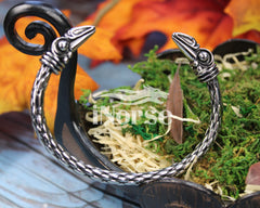 Ravens Viking Bracelet | Norse Jewelry | Women's Raven Torque | Ragnar Armring | Hugin & Munin Bracelet | Norse Armband | Viking Jewelry