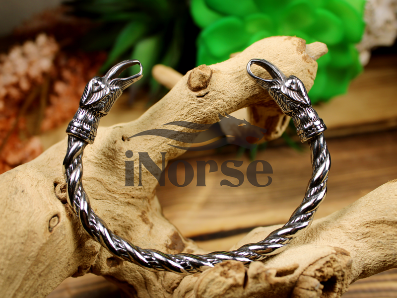 Ravens Viking Torque | Ravens Of Odin | Viking Bracelet | Norse Jewelry | Norse Torc | Ragnar Armring | Hugin & Munin Bangle | Norse Armband | Viking Jewelry