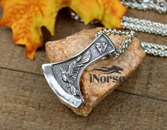 Viking Axe Necklace | Raven & Wolf Pendant | Valknut Necklace | Viking Pendant | Norse Necklace | Nordic Pendant | Viking Jewelry