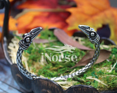 Ravens Viking Bracelet | Norse Jewelry | Women's Raven Torque | Ragnar Armring | Hugin & Munin Bracelet | Norse Armband | Viking Jewelry