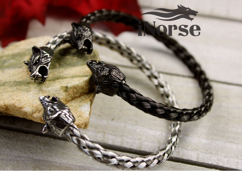 Odin's Wolves Viking Bracelet | Norse Jewelry | Geri & Freki Bangle | Viking Armring | Gothic Torc | Fenrir Wolf Bracelet | Viking Jewelry