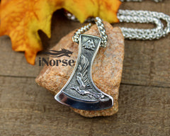 Viking Axe Necklace | Raven & Wolf Pendant | Valknut Necklace | Viking Pendant | Norse Necklace | Nordic Pendant | Viking Jewelry