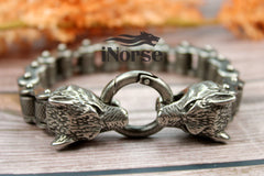 Odin's Wolves Viking Bracelet | Norse Jewelry | Viking Wristband |  Fenrir Armband | Viking Bangle | Norse Arm Ring | Goth | Viking Jewelry