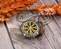 Vegvisir Viking Necklace | Norse Jewelry | Viking Pendant | Norse Compass | Viking Wayfinder Necklace | Vegvisir Pendant | Viking Jewelry