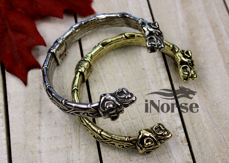 Odin's Wolves Viking Bracelet | Fenrir Wolf Bangle | Viking Armring | Norse Jewelry | Odin Oath Ring | Norse Torc | Gothic | Viking Jewelry